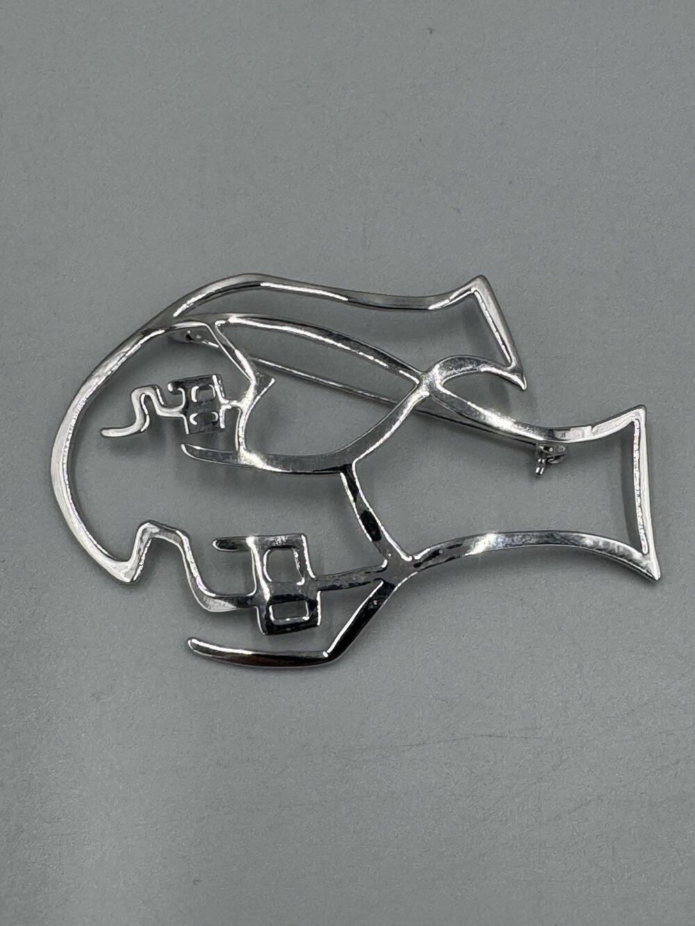 Silver Colored Abstract Design Lapel Pin Brooch